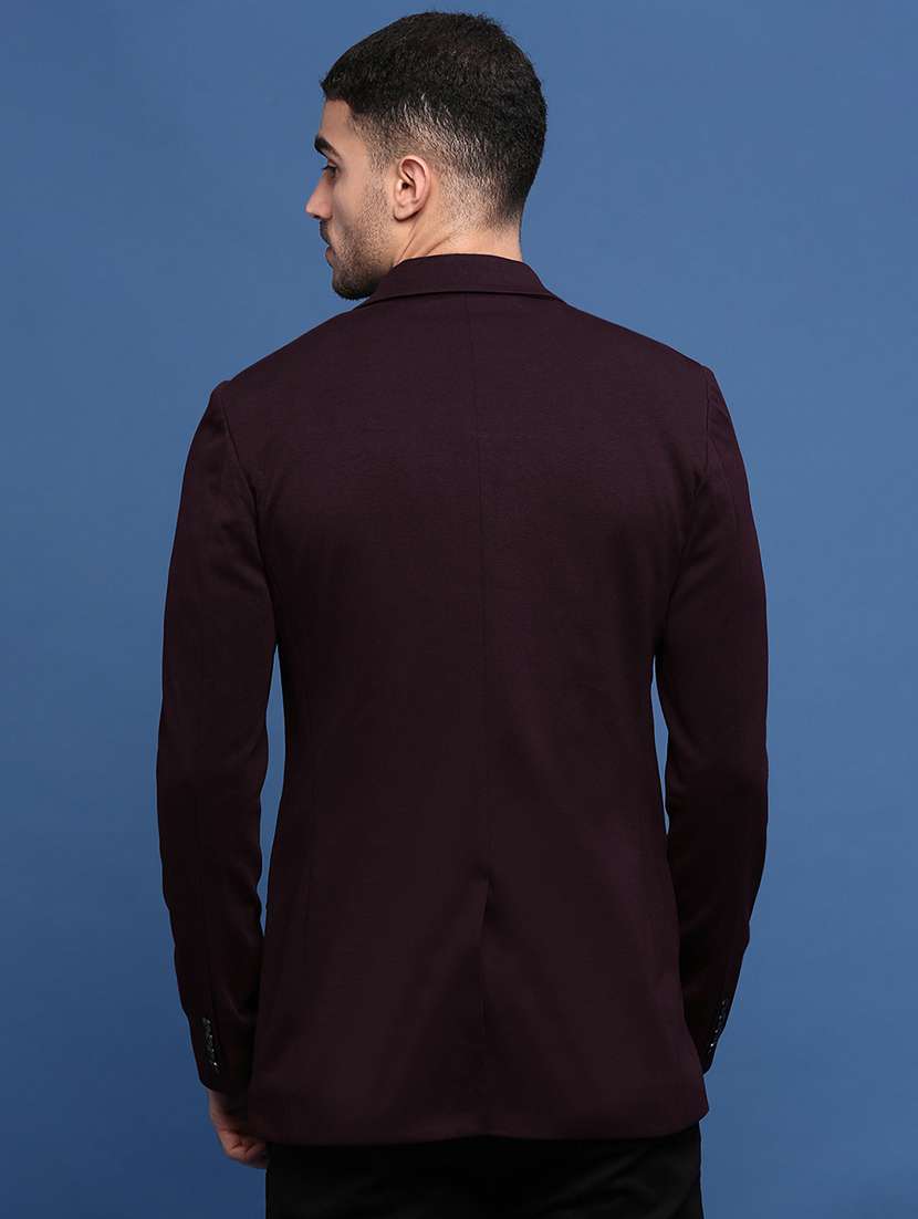 men purple solid casual blazer - 21514577 -  Standard Image - 3