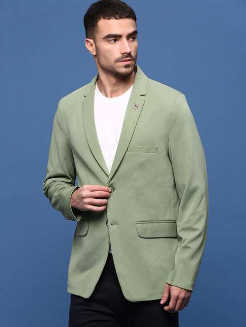 men green solid casual blazer - 21514580 -  Standard Image - 0