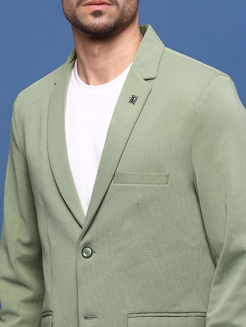 men green solid casual blazer - 21514580 -  Standard Image - 5