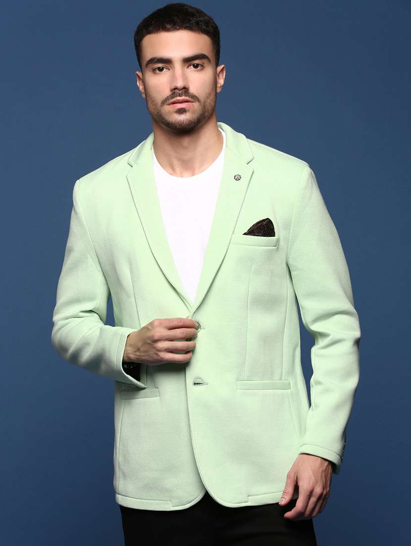 men solids single breasted casual blazer