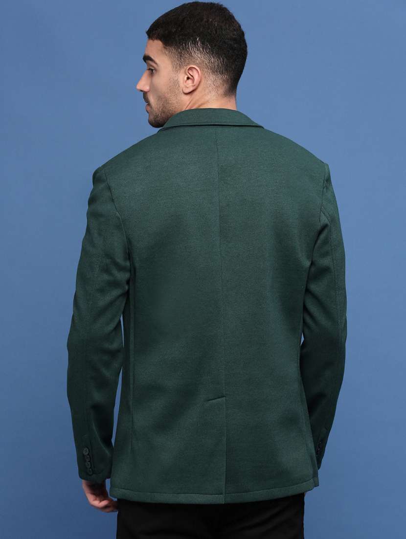 men green single breasted casual blazer - 21514585 -  Standard Image - 3