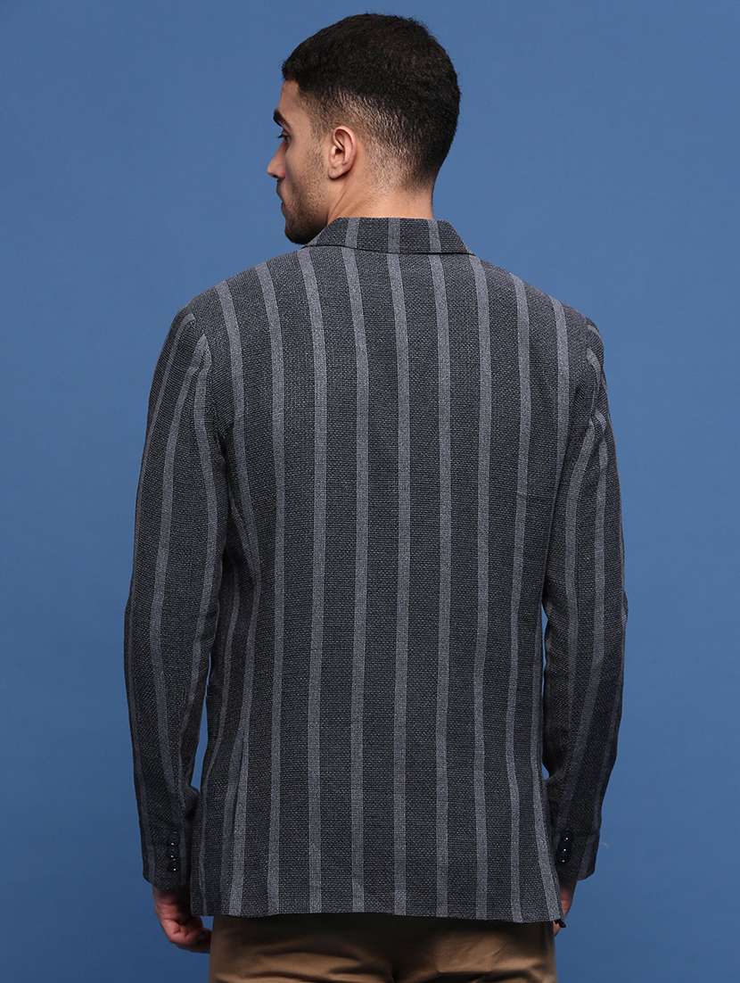 men charcoal single breasted casual blazer - 21514588 -  Standard Image - 3