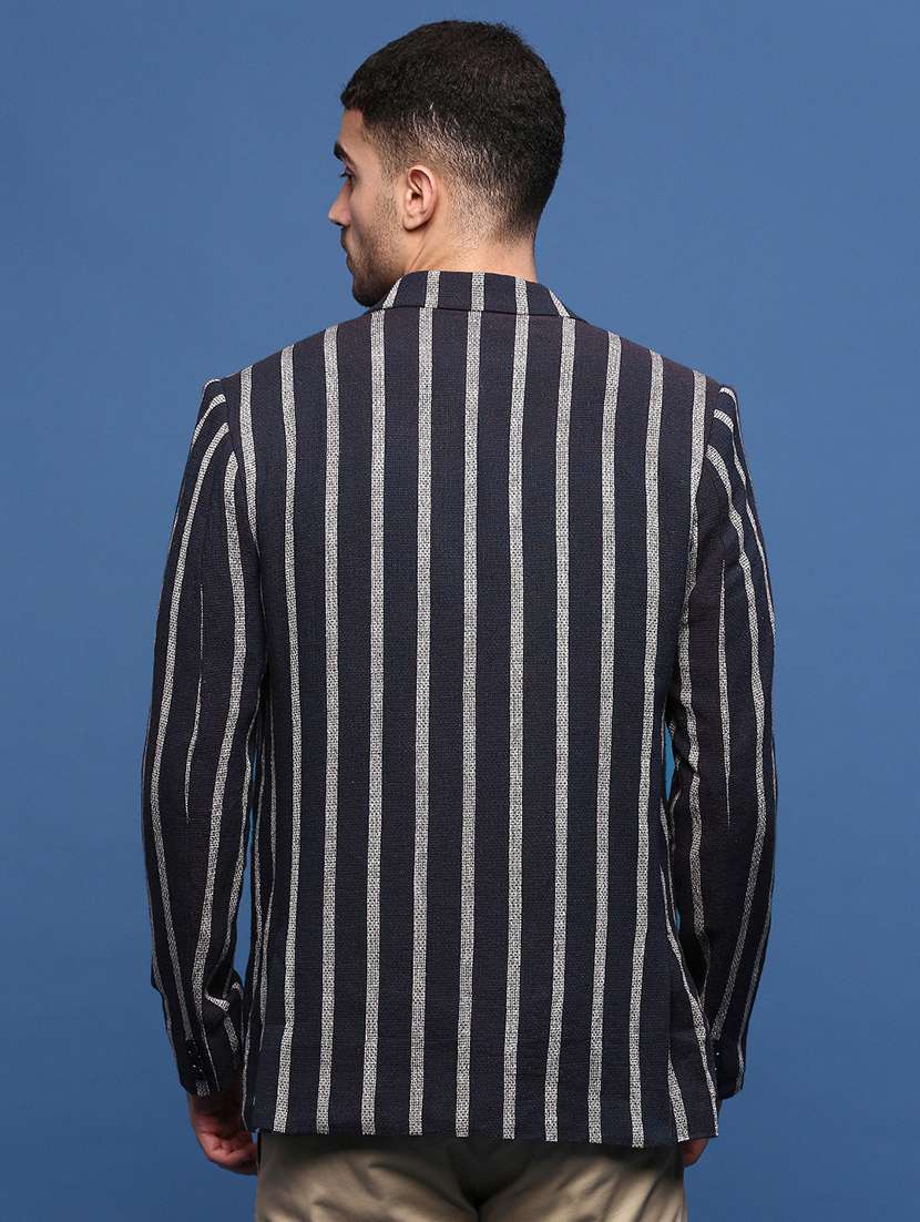 men navy blue single breasted casual blazer - 21514589 -  Standard Image - 3