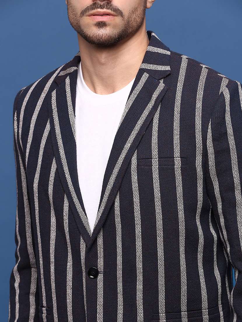 men navy blue single breasted casual blazer - 21514589 -  Standard Image - 5