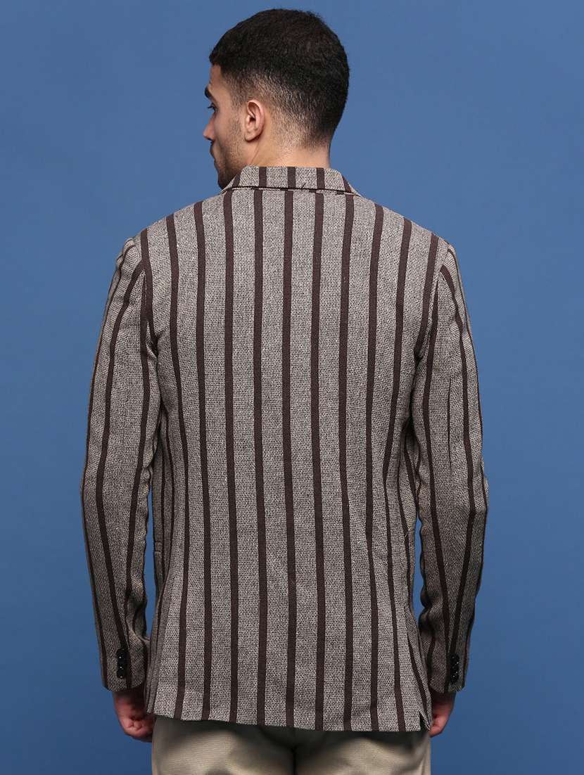 men long sleeve stripes casual blazer - 21514590 -  Standard Image - 3