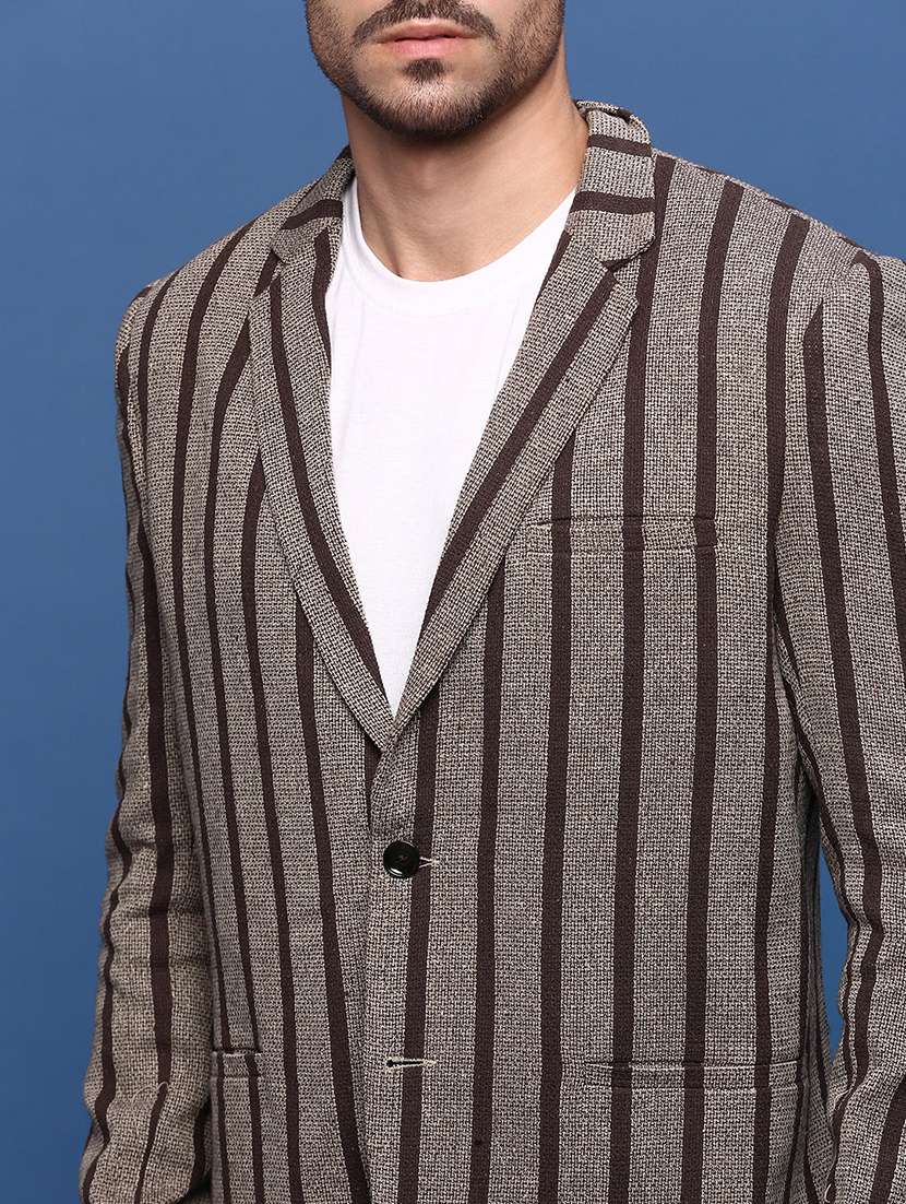 men long sleeve stripes casual blazer - 21514590 -  Standard Image - 5