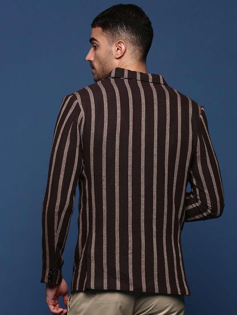 men long sleeve stripes casual blazer - 21514596 -  Standard Image - 3