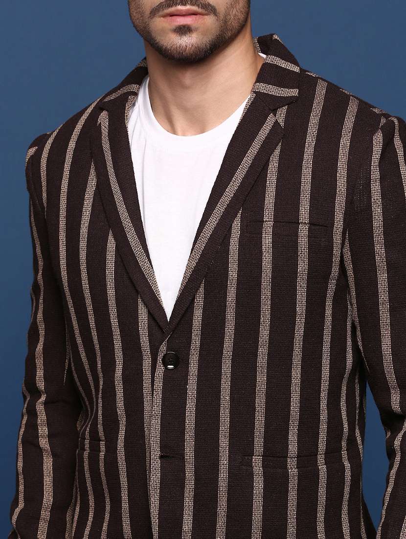 men long sleeve stripes casual blazer - 21514596 -  Standard Image - 5