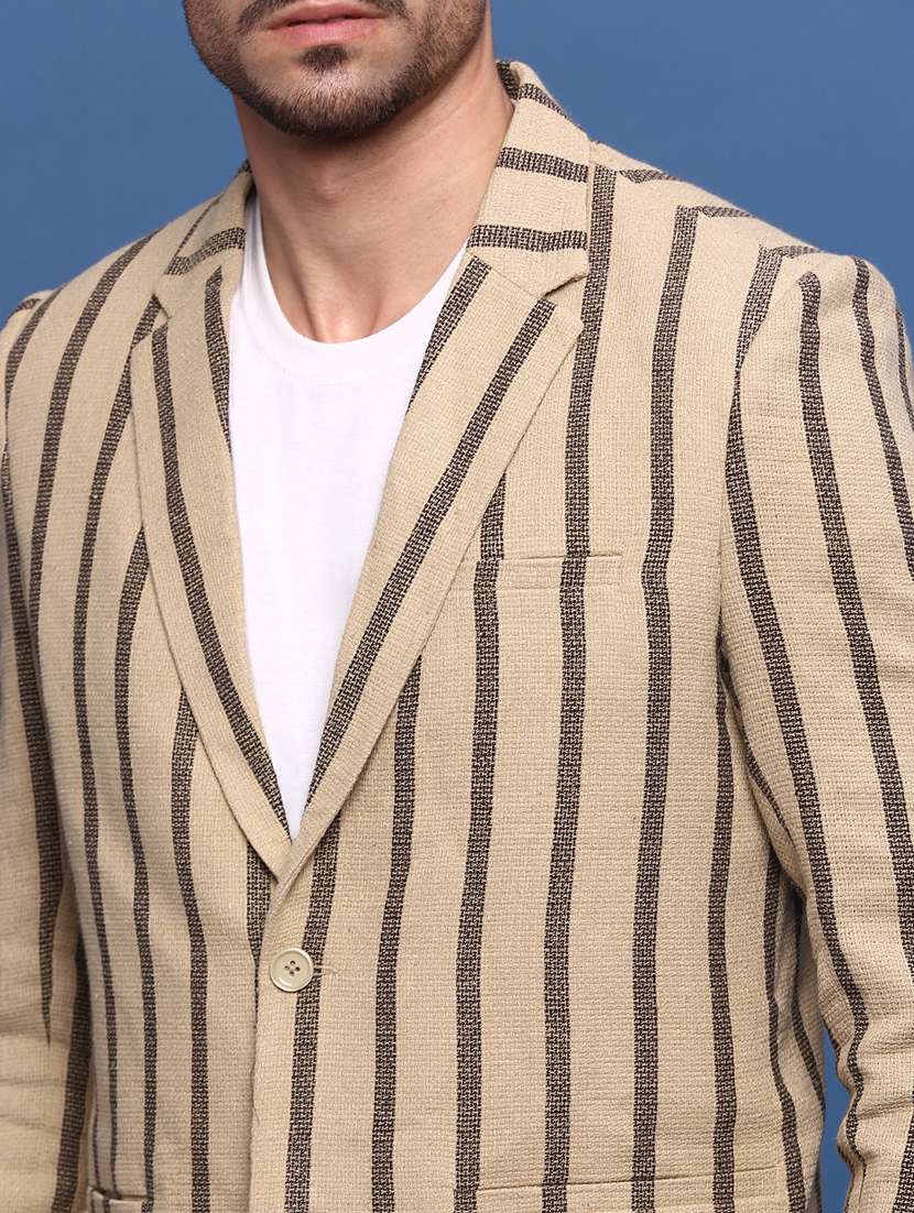 men stripes single breasted casual blazer - 21514597 -  Standard Image - 5