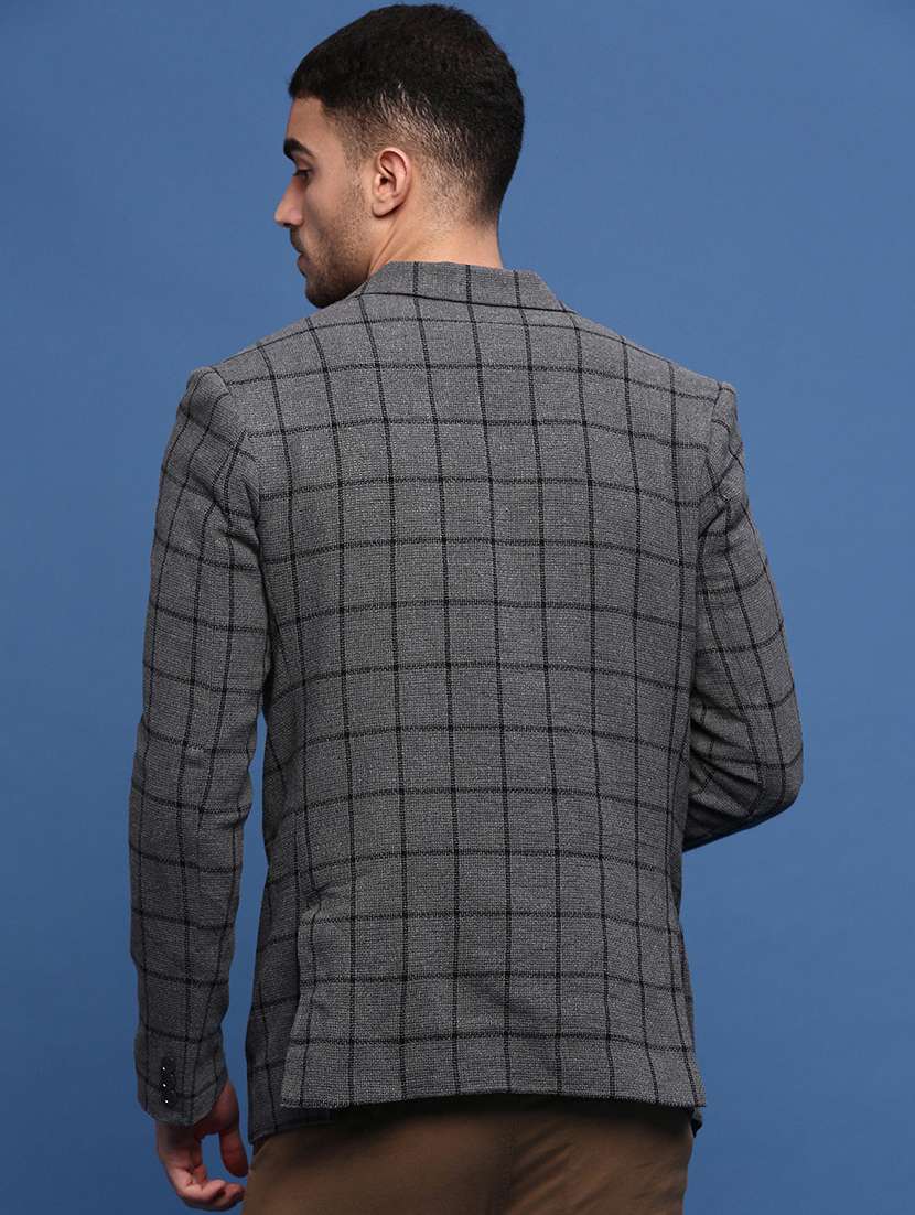 men long sleeve checks single breasted casual blazer - 21514598 -  Standard Image - 3