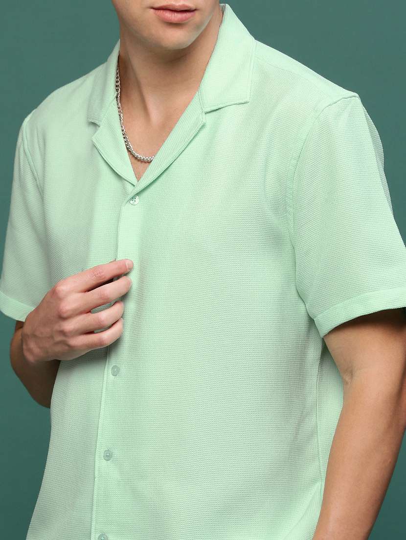 men green cotton blend shirt & shorts co-ord set - 21514639 -  Standard Image - 5