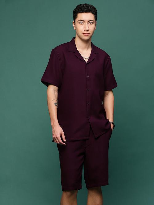 men purple solids co-ord sets - 21514642 -  Standard Image - 0