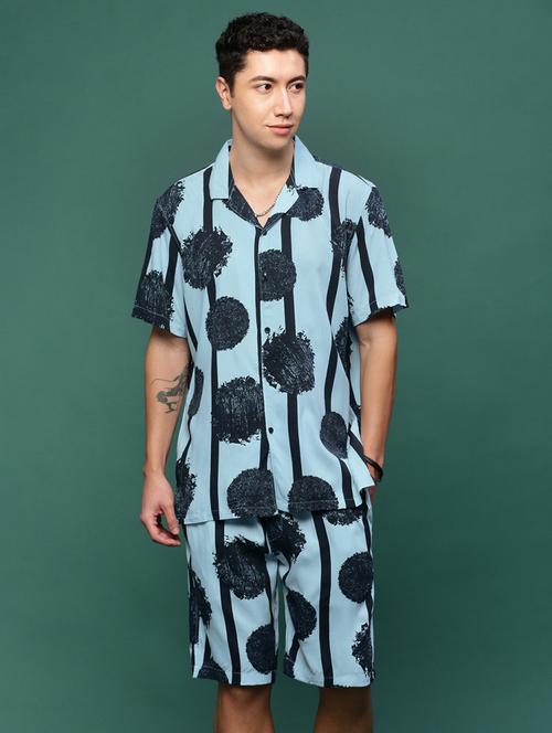 men blue printed co-ord sets - 21514655 - Standard Image - 0