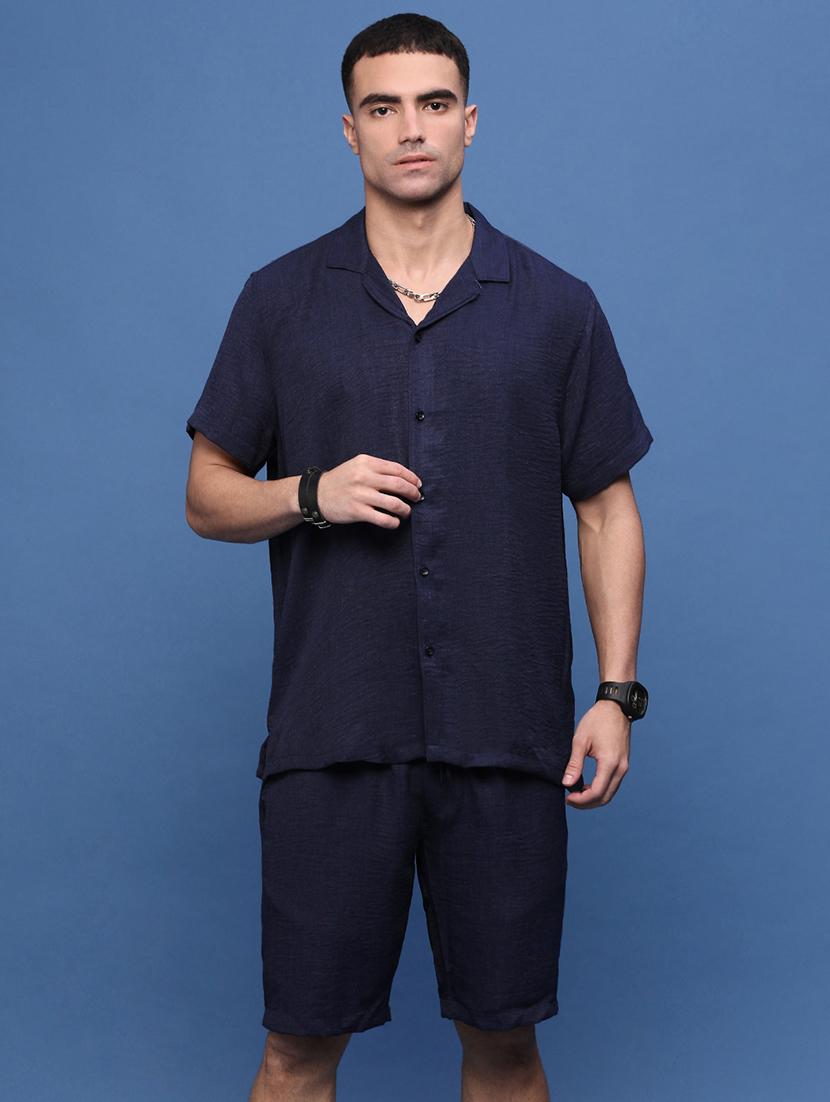 men collared solid co-ord set - 21514665 - Zoom Image - 0