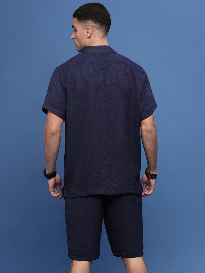 men collared solid co-ord set - 21514665 - Standard Image - 3