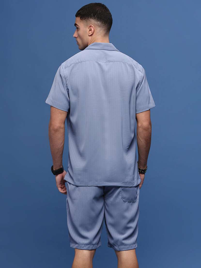men purist blue self design co-ord sets - 21514668 - Standard Image - 3