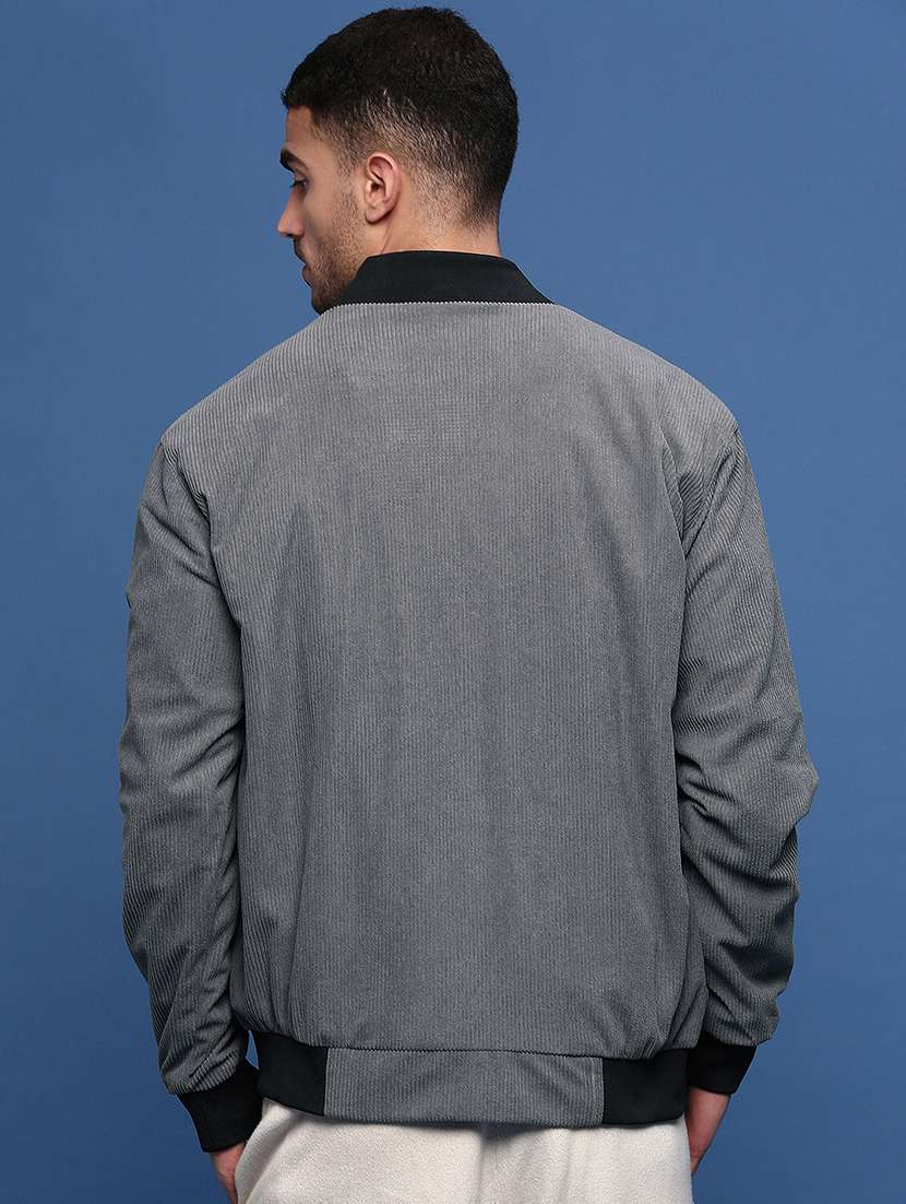 men grey solid long sleeve casual jacket - 21514674 - Standard Image - 3