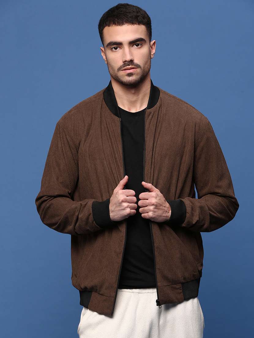 men long sleeve solid bomber jacket