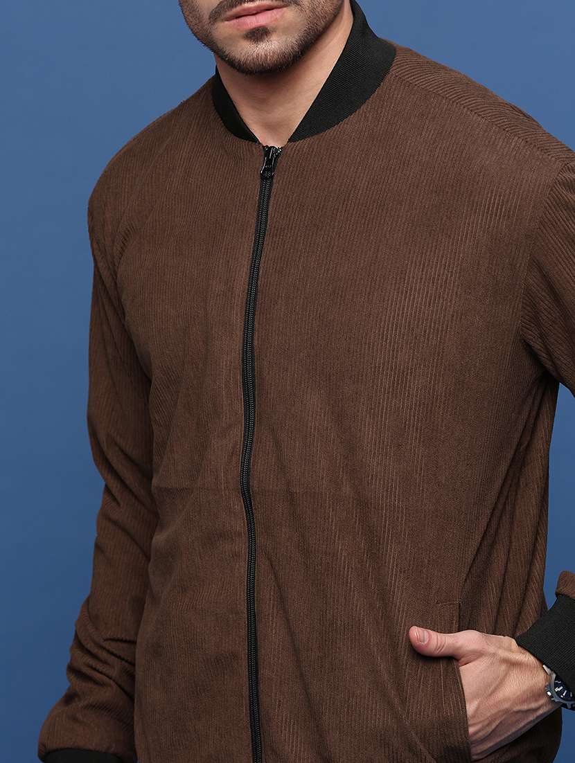 men long sleeve solid bomber jacket - 21514676 -  Standard Image - 5