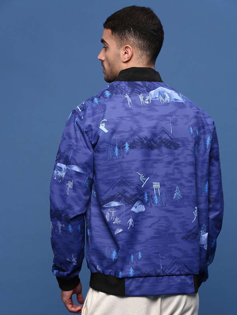 men blue graphic bomber jacket - 21514677 -  Standard Image - 3