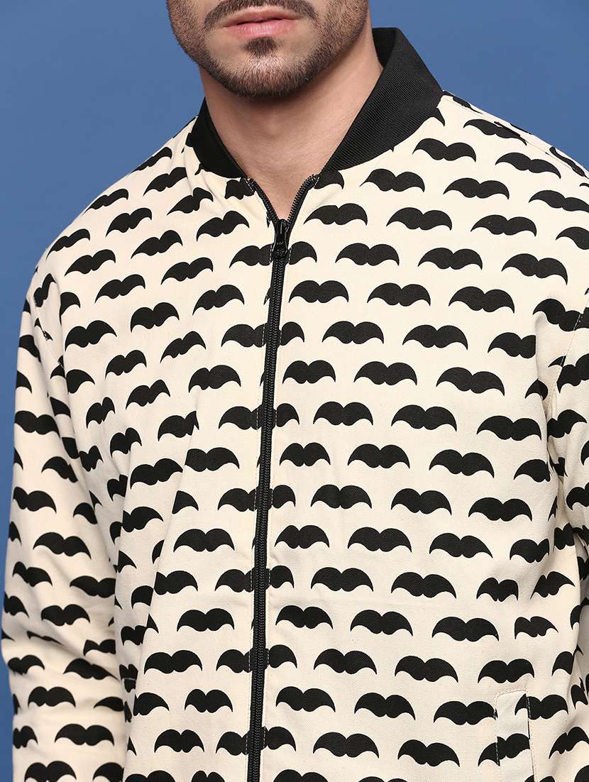 men cream printed bomber jacket - 21514678 -  Standard Image - 5