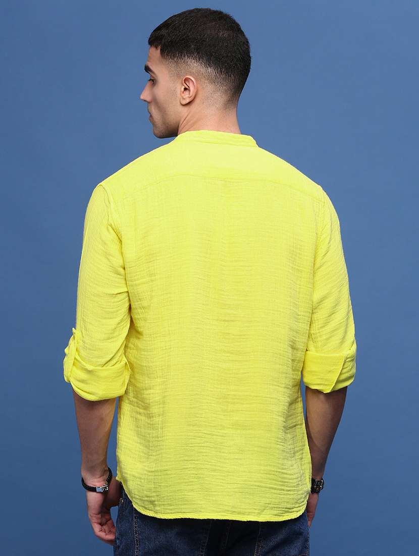 men mandarin neck solid short kurta - 21514689 -  Standard Image - 3