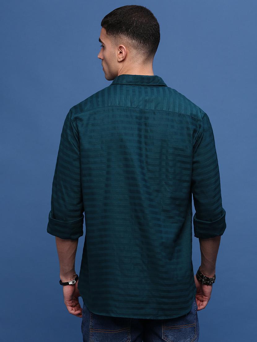 men teal self-designed casual shirt - 21514695 - Standard Image - 3
