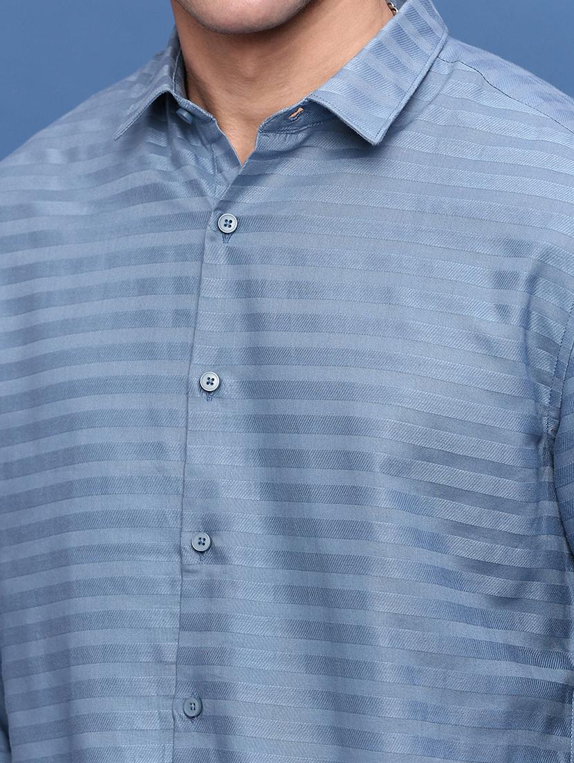 men blue cotton blend casual shirt - 21514698 - Standard Image - 5