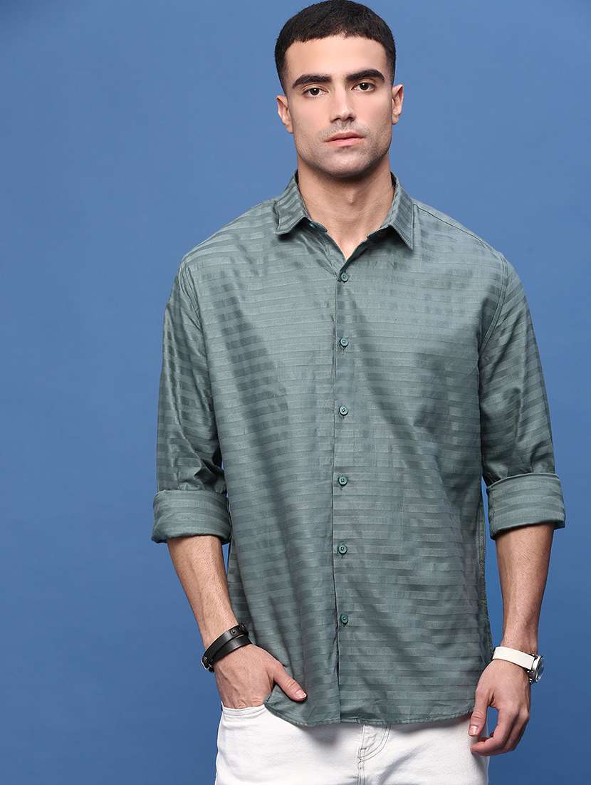 men collared self-designed casual shirt