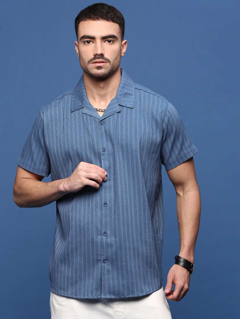 men collared stripes casual shirt
