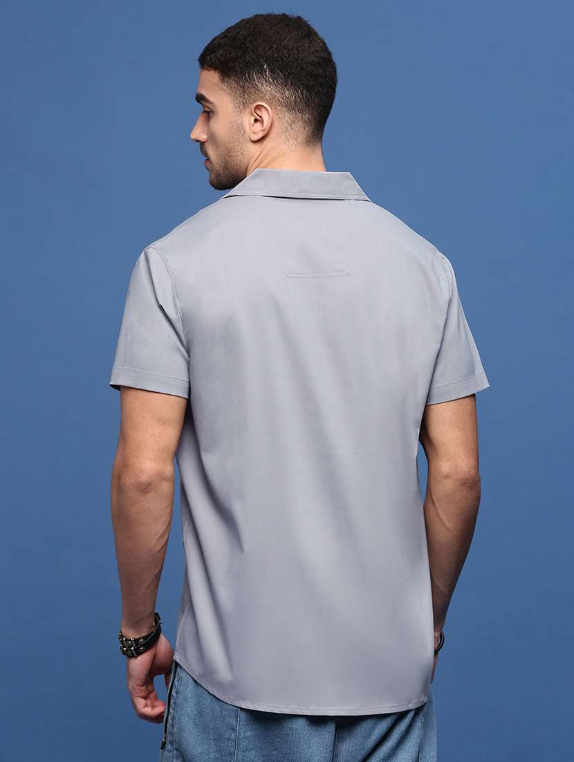 men solids short sleeves casual shirts - 21514723 -  Standard Image - 3