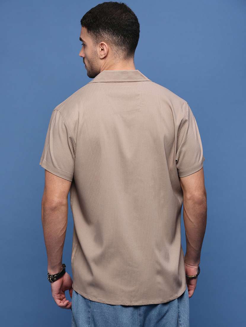 men brown cotton blend casual shirt - 21514728 -  Standard Image - 3