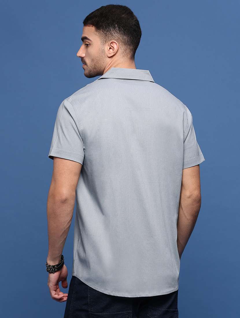 men grey cotton blend casual shirt - 21514736 -  Standard Image - 3