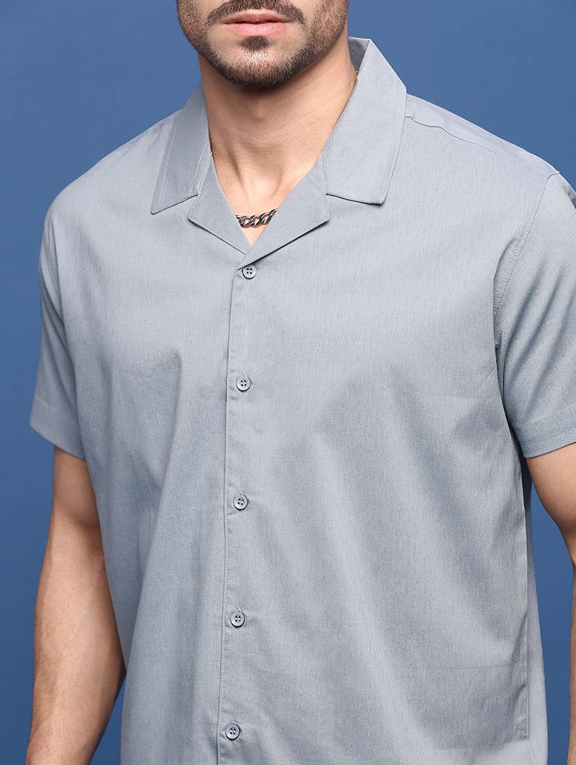 men grey cotton blend casual shirt - 21514736 -  Standard Image - 5