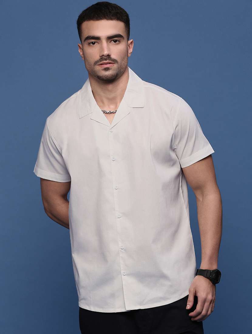 men white cotton blend casual shirt