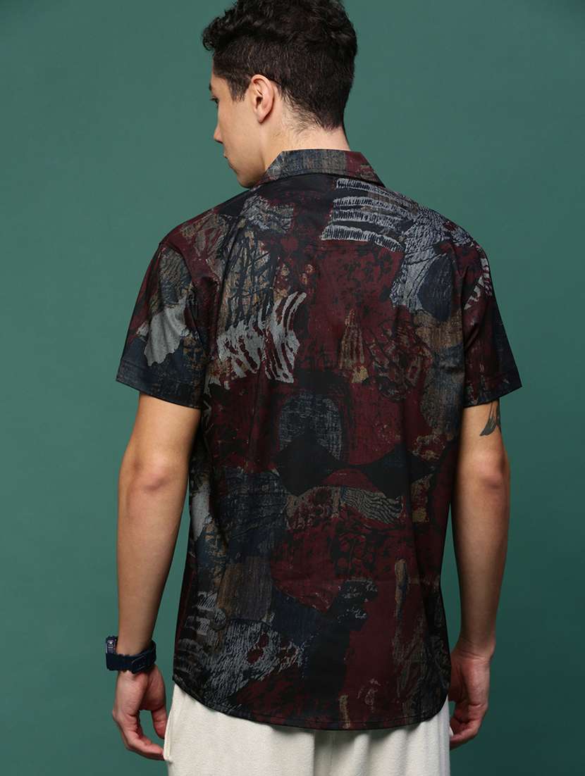 men printed short sleeves casual shirts - 21514740 -  Standard Image - 3