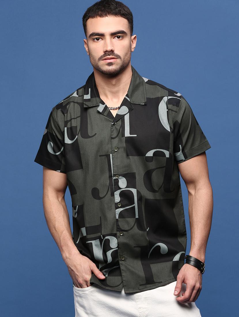 men typography short sleeves casual shirts - 21514741 -  Zoom Image - 0