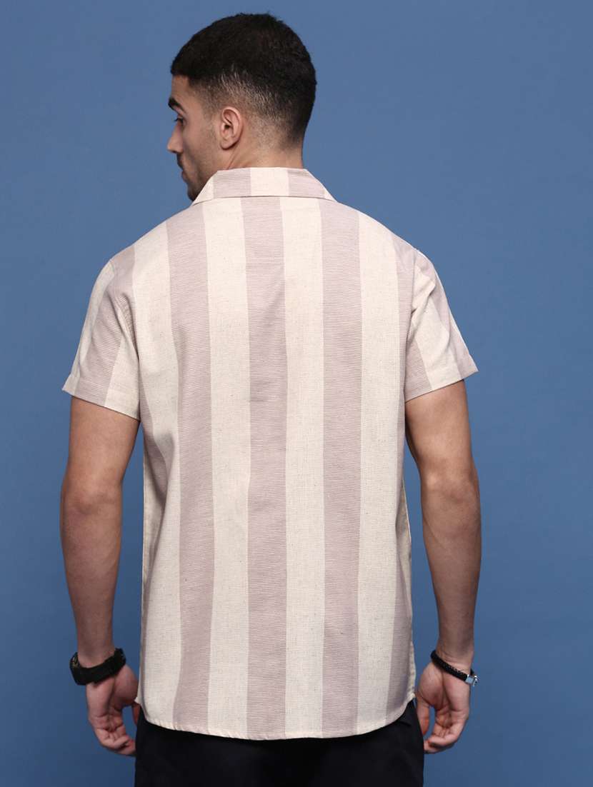 men lavender cotton blend casual shirt - 21514746 -  Standard Image - 3