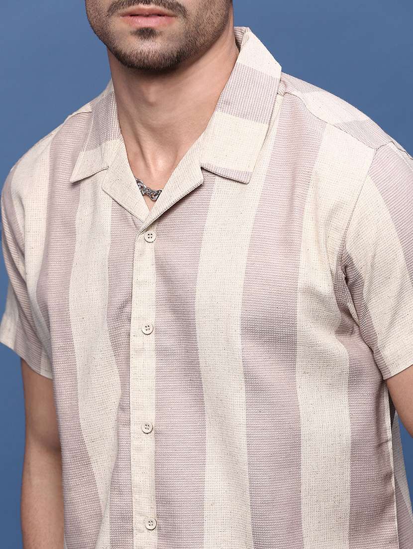 men lavender cotton blend casual shirt - 21514746 -  Standard Image - 5