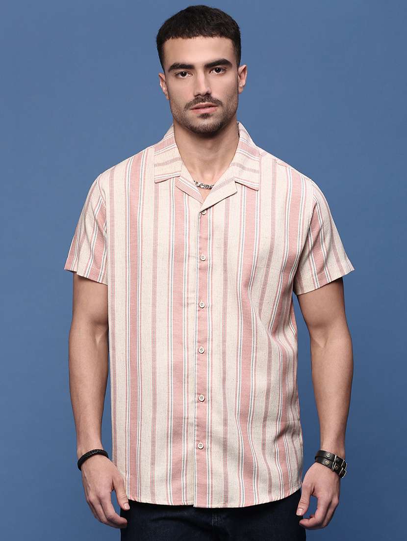 men collared stripes casual shirt
