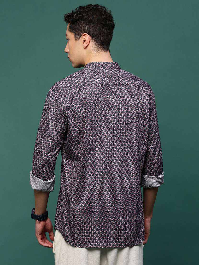 men long sleeve printed casual shirt - 21514759 -  Standard Image - 3