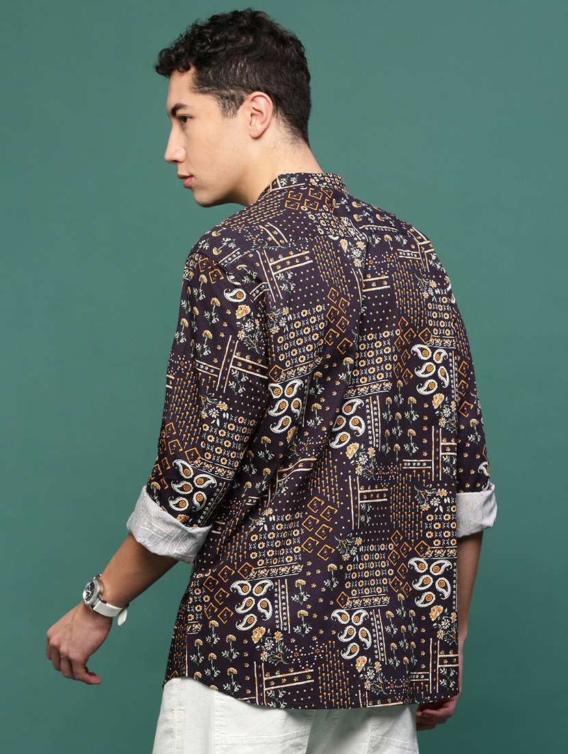 men printed long sleeves casual shirts - 21514760 -  Standard Image - 3