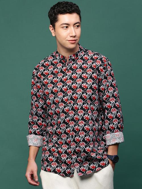 men printed long sleeve casual shirt - 21514767 - Standard Image - 0