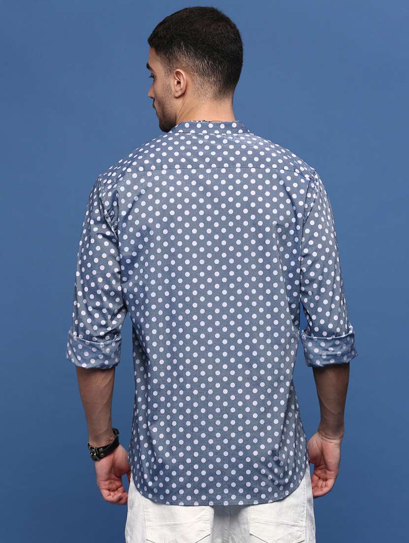 men polka dots long sleeves casual shirts - 21514773 -  Standard Image - 3
