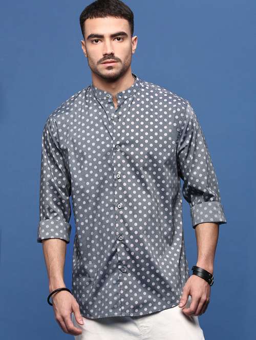men long sleeve polka dot printed casual shirt - 21514774 -  Standard Image - 0