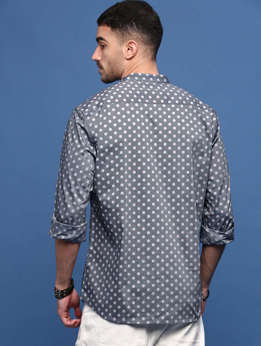 men long sleeve polka dot printed casual shirt - 21514774 -  Standard Image - 3