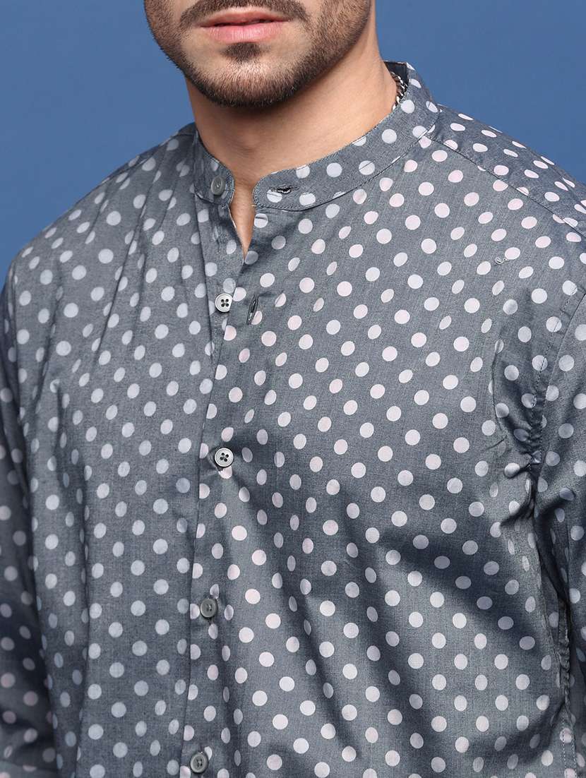 men long sleeve polka dot printed casual shirt - 21514774 -  Standard Image - 5
