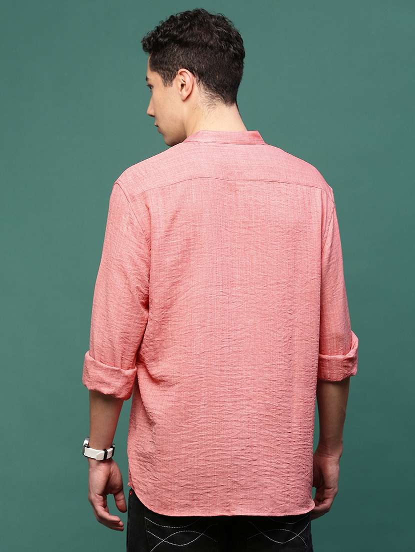 men long sleeve solid casual shirt - 21514781 -  Standard Image - 3