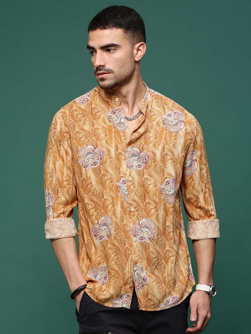 men paisley long sleeves casual shirts