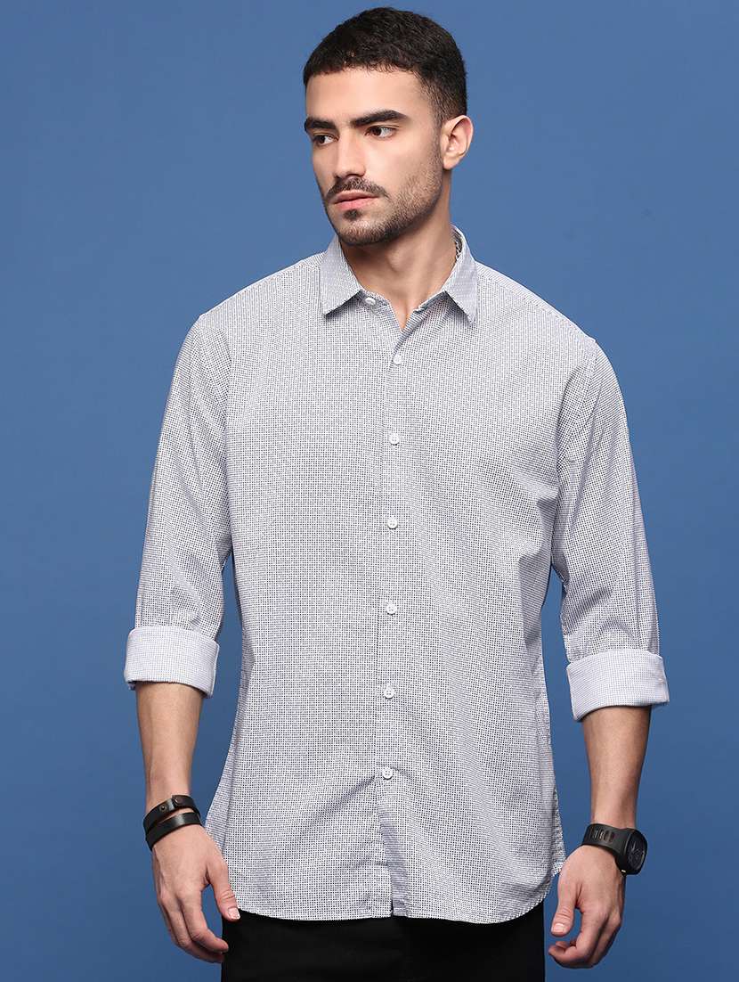men white micro printed casual shirt